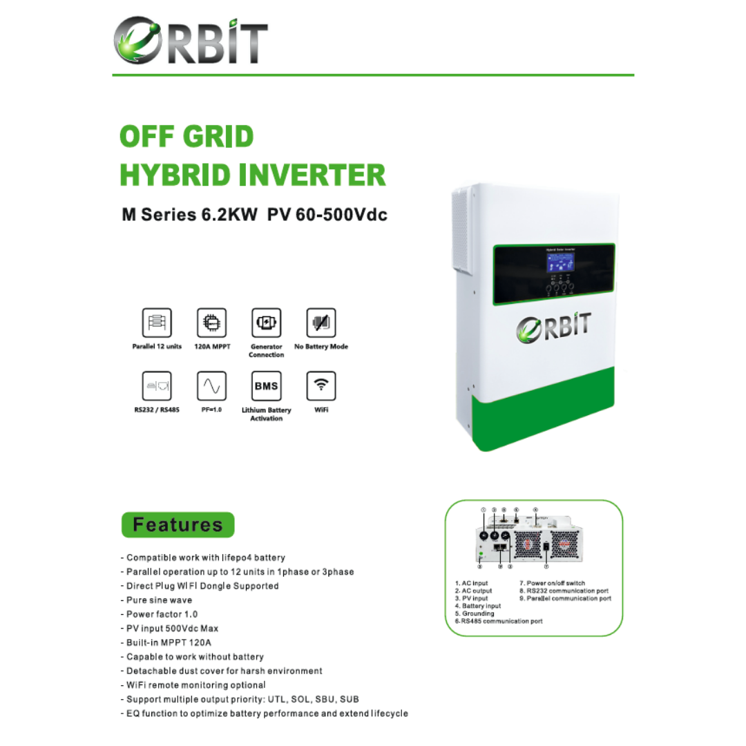 ORBİT 6.2 KW TAM SİNÜS OFFGRİD İNVERTER-12 PCS PARALLEL - Görsel 3