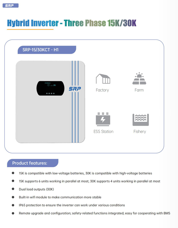 SRP 30 KW TRİFAZE HİBRİT İNVERTER-HV - Görsel 3