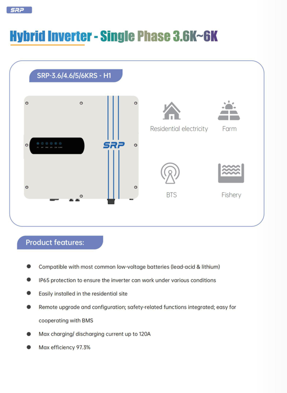 SRP 06 KW MONOFAZE HİBRİT İNVERTER-LV - Görsel 2